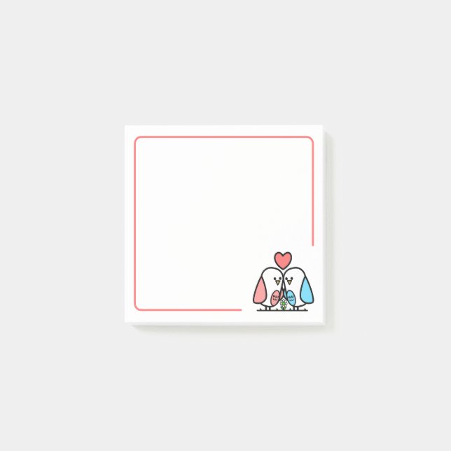 Bloco De Notas Pássaros Rosa E Azul (Frente)