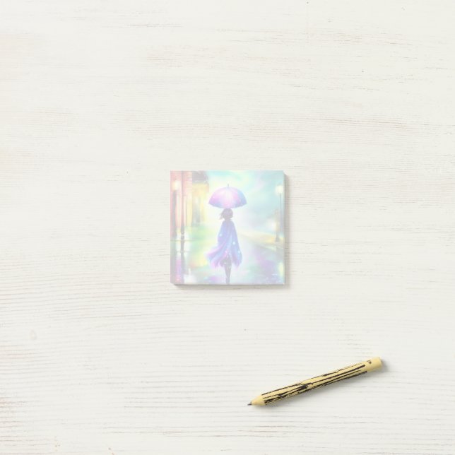 Bloco De Notas Passeio colorido na chuva (Na mesa)