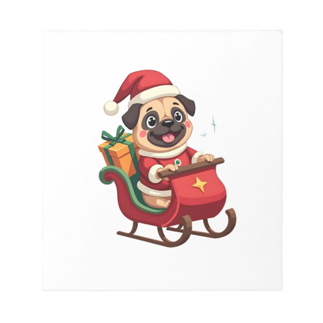 Bloco De Notas Passeio de Trenó Pug (Frente)