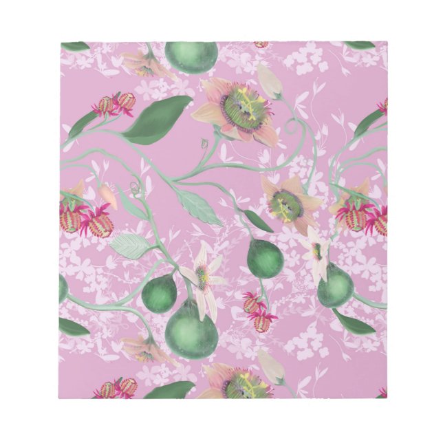 Bloco De Notas Passionfrutífero e flor selvagem em roxo (Frente)