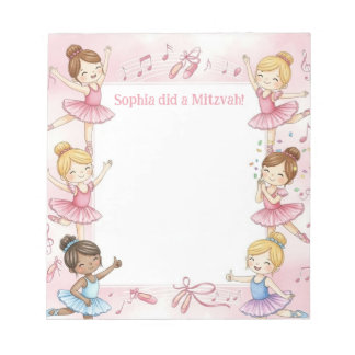 Bloco De Notas Pasta de Notas Mitzvah Personalizada por Ballerina