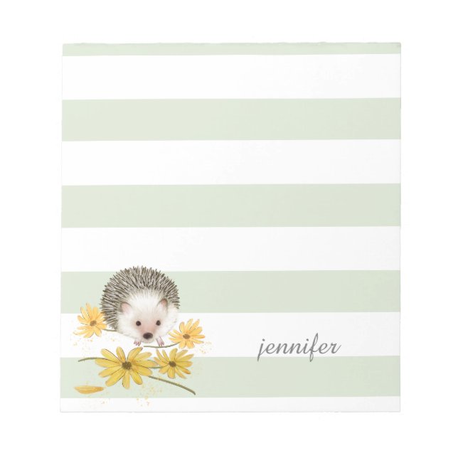 Bloco De Notas Pasta de papel de ouriço verde-salva (Frente)