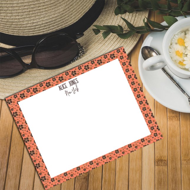 Bloco De Notas Pasta de salmão rosa flor natural castanha (Criador carregado)