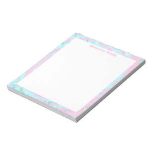 Bloco De Notas Pasta Tie Dye Pink Aqua Mint Green