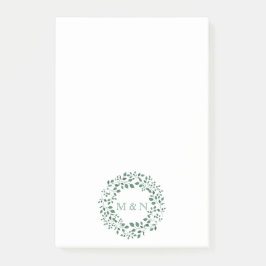 Bloco De Notas Pasta verde de aquarela | Casamento Monograma