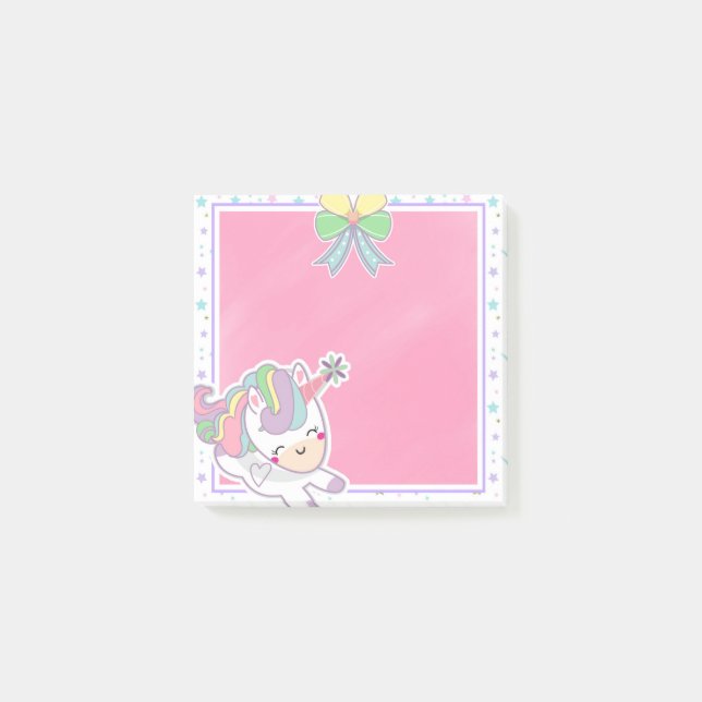 Bloco De Notas Pastéis Mágicos de Kawaii Unicorn (Frente)