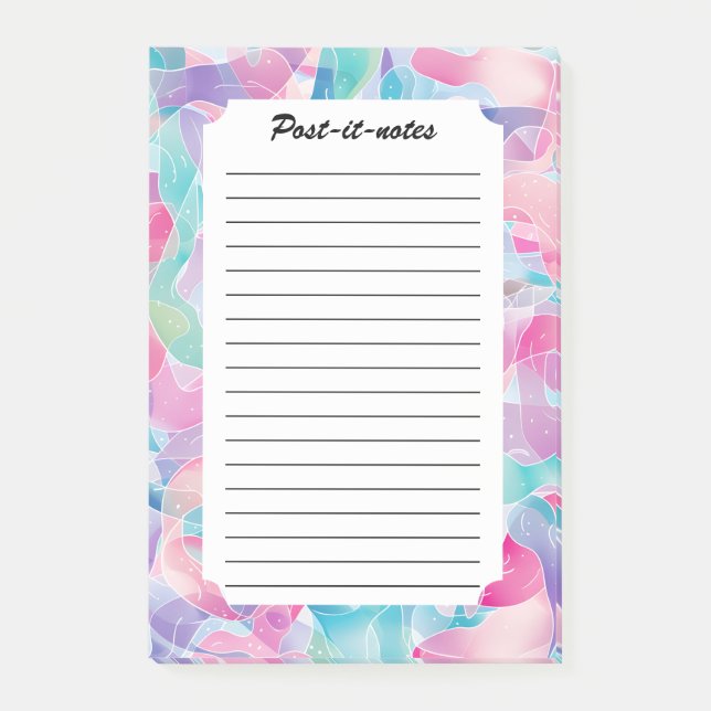 Bloco De Notas Pastel Abstract Ribbon Pattern (Frente)