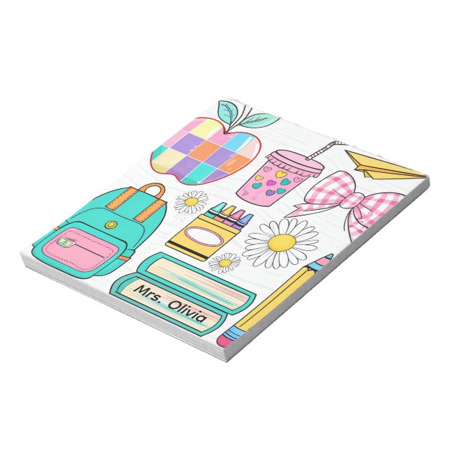 Bloco De Notas Pastel Apple and School Supplies Notepad (Invertido)