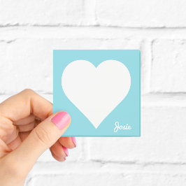 Bloco De Notas Pastel Blue Heart Sticky Notes with Name