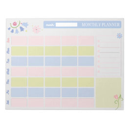 Bloco De Notas Pastel Blue Pink Cute Monthly Planner Notepad 11x8