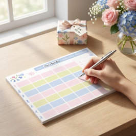 Bloco De Notas Pastel Blue Pink Cute Monthly Planner Notepad 11x8