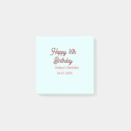 Bloco De Notas Pastel blue red happy 16th birthday name date eleg