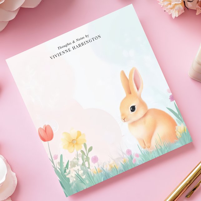 Bloco De Notas Pastel Bunny e Wildflower Personalizados (Criador carregado)