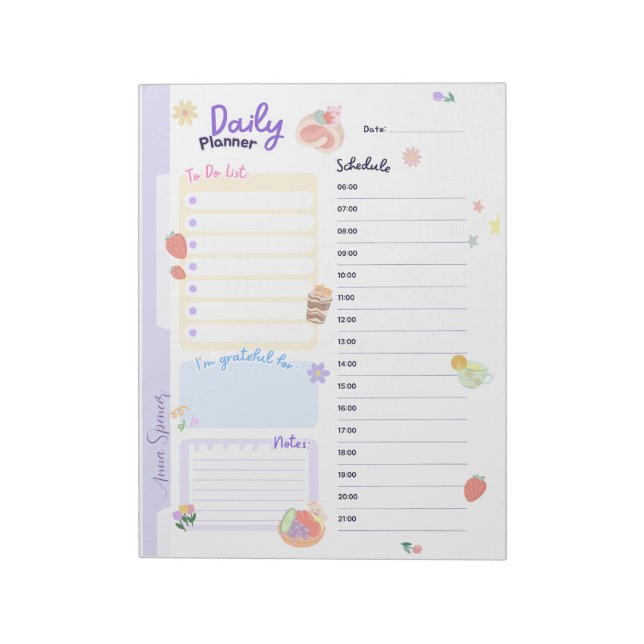 Bloco De Notas Pastel Daily Planner para Estudantes (Invertido)