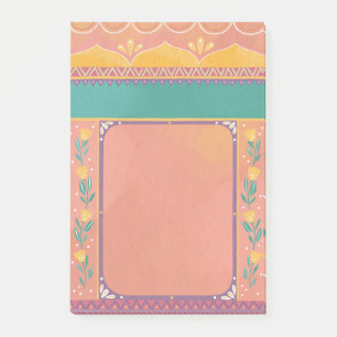 Bloco De Notas Pastel floral cor-de-rosa pincelado