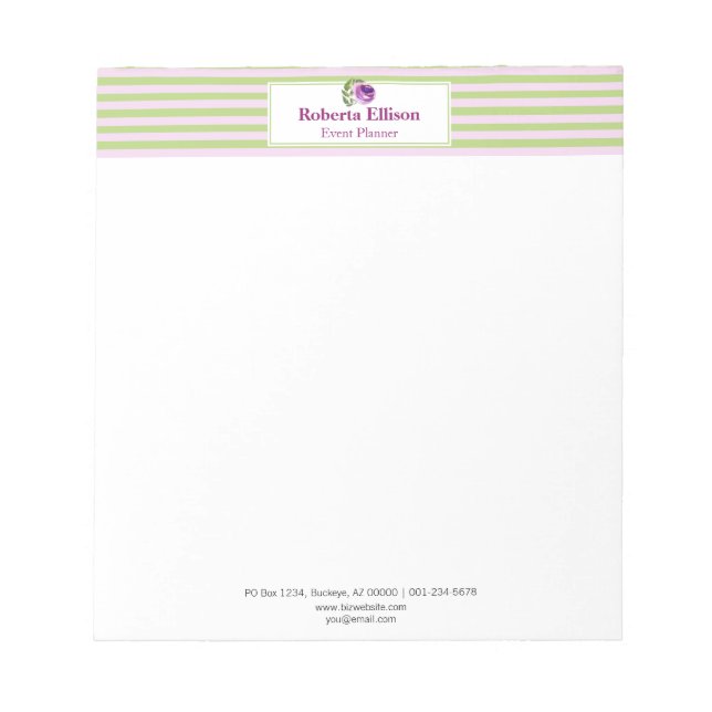 Bloco De Notas Pastel Floral Elegante Personalizado (Frente)