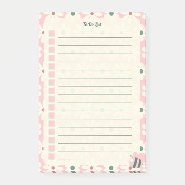 Bloco De Notas Pastel Floral To Do List Planner Design (Frente)