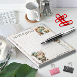 Bloco De Notas Pastel Gnome & Mushroom – Floral Spring Design