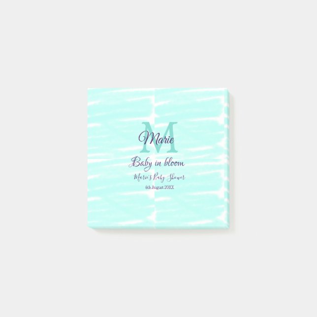 Bloco De Notas Pastel green baby in bloom monogram baby shower te (Frente)