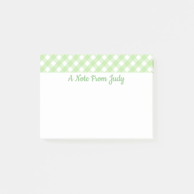 Bloco De Notas Pastel Green Gingham Pattern (Frente)