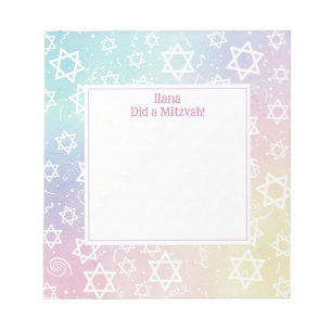 Bloco De Notas Pastel Magen Star de David Personalizado Mitzvah