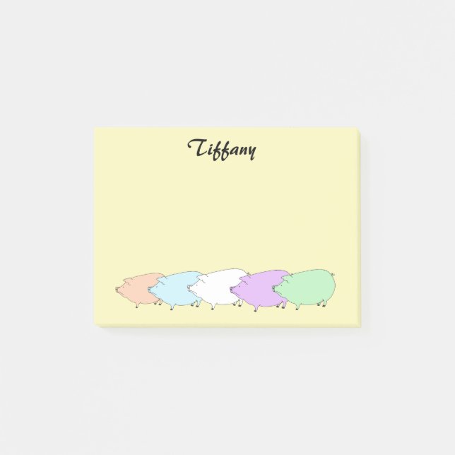 Bloco De Notas Pastel Pig Parade Personalizado (Frente)