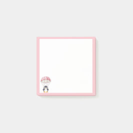 Bloco De Notas Pastel Pink Cute Penguin Parachute Post-It Notes