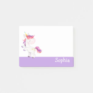 Bloco De Notas Pastel Purple Unicorn Cute Personalizado