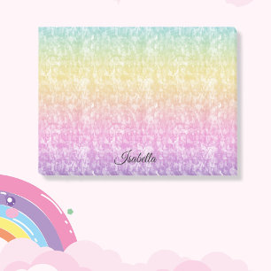 Bloco De Notas Pastel Rainbow com o nome em script personalizado