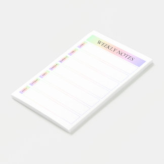 Bloco De Notas Pastel Rainbow por Semana Nota Graças