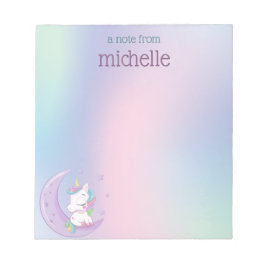Bloco De Notas Pastel Rainbow Unicorn Personalizado