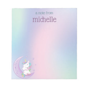 Bloco De Notas Pastel Rainbow Unicorn Personalizado
