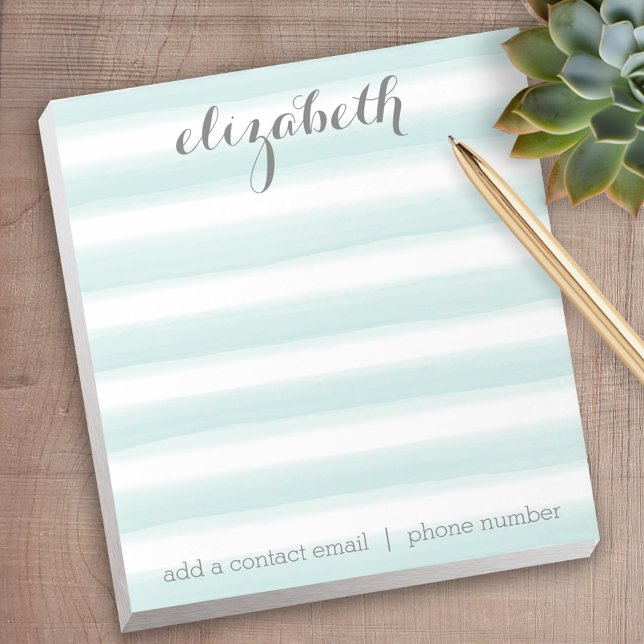Bloco De Notas Pastel Teal and Gray Stationery Suite for Women (Personalized Notepad)