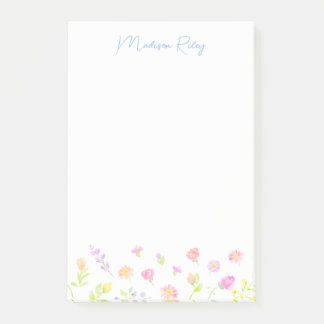 Bloco De Notas Pastel Wildflower Personalized Blue Post-It Notes