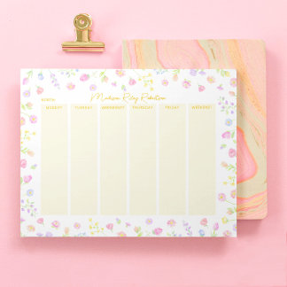 Bloco De Notas Pastel Wildflower Weekly Planner Notepad in Yellow