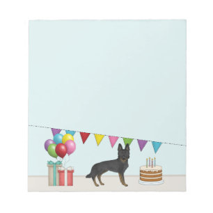 Bloco De Notas Pastor Alemão Bi-Preto GSD Cachorro Colorido Anive