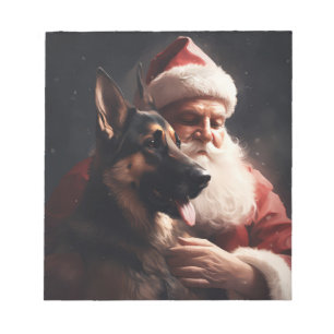 Bloco De Notas Pastor Alemão Com Papai Noel Natal Festivo