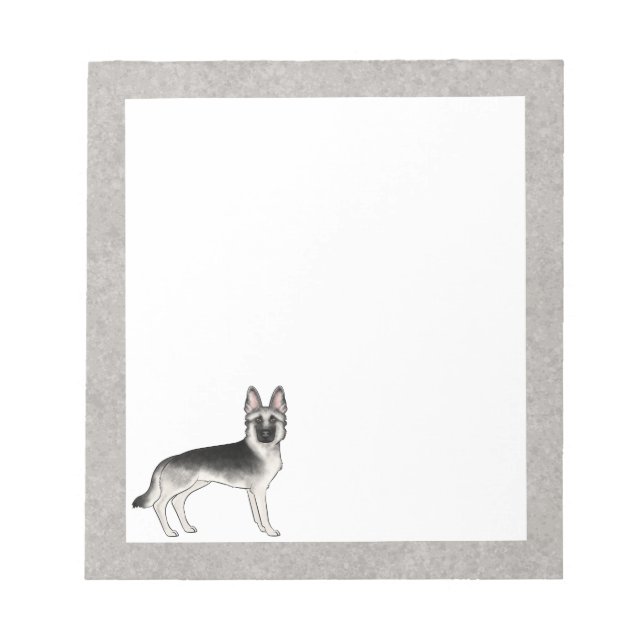 Bloco De Notas Pastor Alemão Silver Sable Cute Cartoon Cachorro (Frente)