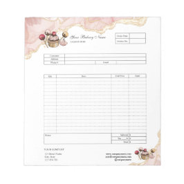 Bloco De Notas Pastry Cupcake Bakery Order Form Invoice  Notepad