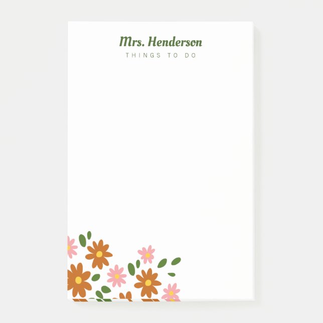 Bloco De Notas Patch de Flor Postar-lhe Nota (Frente)