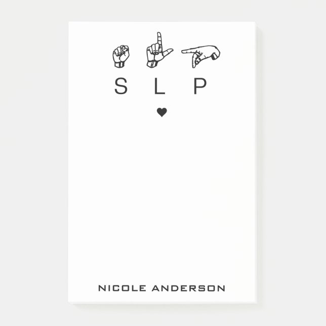 Bloco De Notas Patologista de Linguagem de SLP Personalizado ASL (Frente)