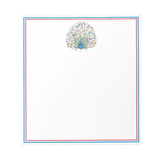 Bloco De Notas Pavão floral aquarela (Frente)