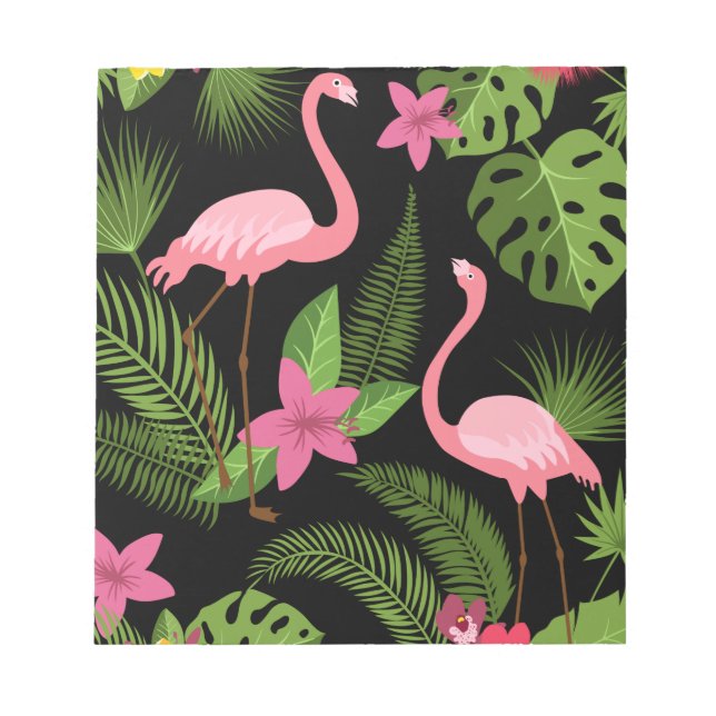 Bloco De Notas Pavão-Pink Padrão com Cartão-Postal Flor (Frente)
