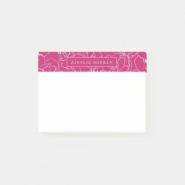 Bloco De Notas Pavão Rosa Simplesmente Floral Personalizado (Frente)