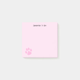 Bloco De Notas Pawprint em Cueta de rosa claro Personalizável par