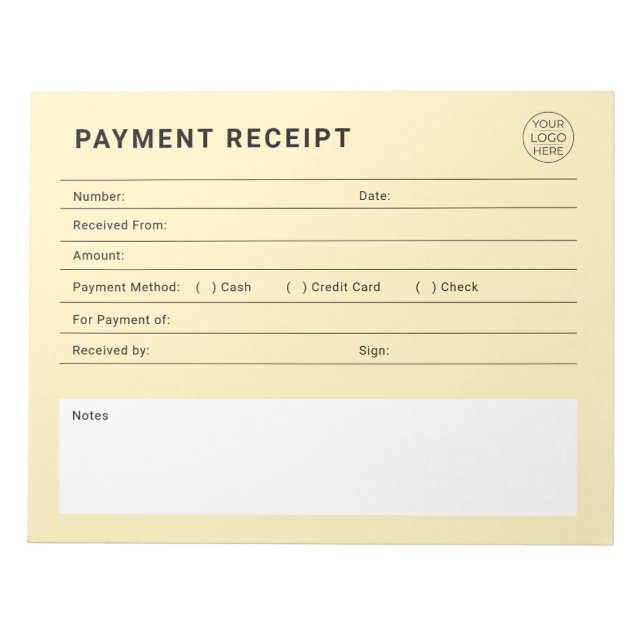 Bloco De Notas Payment Receipt Business Logo (Frente)