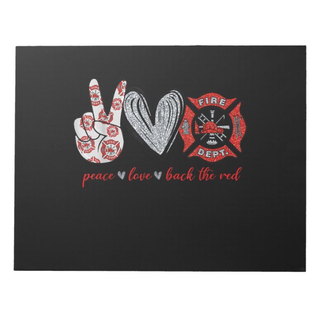 Bloco De Notas Paz Amor de Volta Vermelho | Presente Engraçado do (Frente)