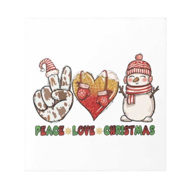 Bloco De Notas Peace Love Natal Xmas (Frente)