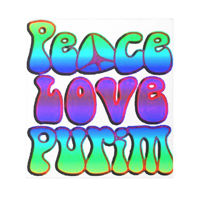Bloco De Notas Peace Love Purim (Frente)