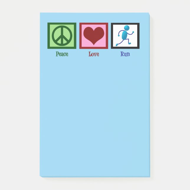 Bloco De Notas Peace Love Run - Cute Track Runner (Frente)